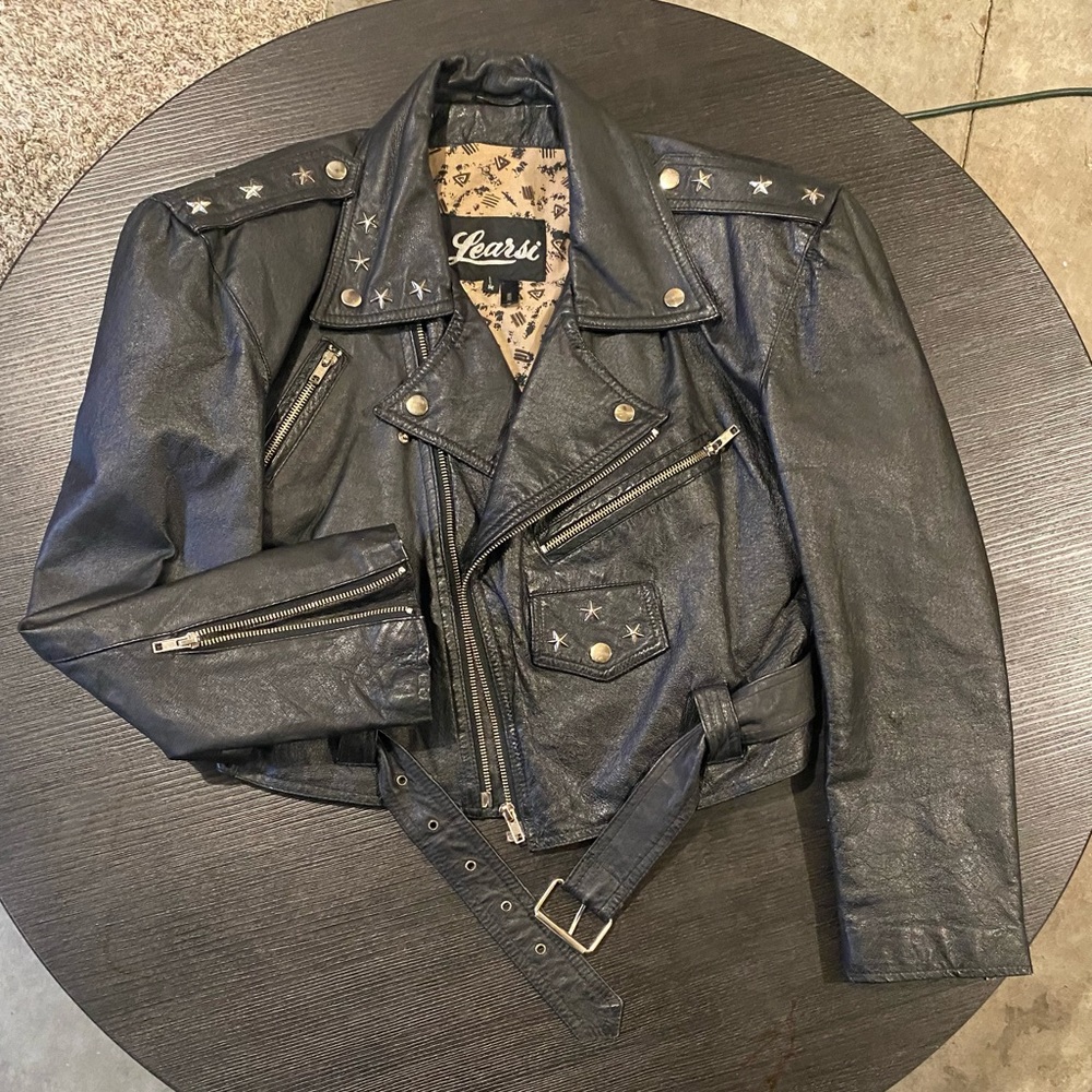 Vintage leather moto jacket